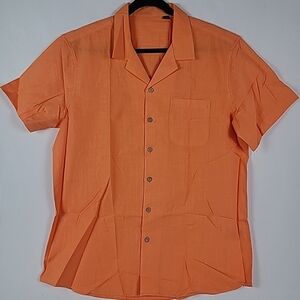 NEW Flex Men's Luxury Collection Designed in Italy Short Sleeve Coral Shirt Sz L